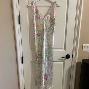 Oscar de la Renta Floral Maxi Dress - Pink and Green